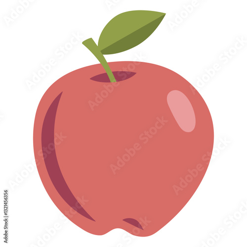 Vibrant Red Apple: A simple illustration of a crisp, ripe red apple with a single green leaf. The image focuses on the fresh, juicy, and healthy fruit.