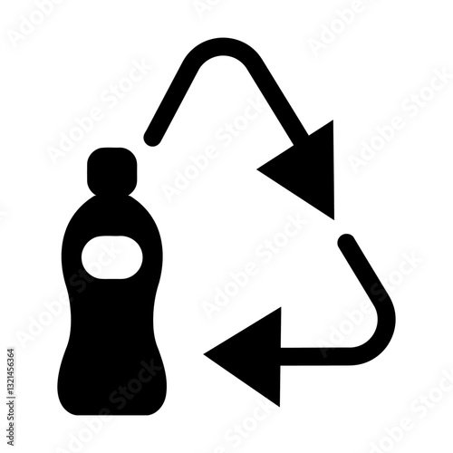 Recycling Plastic Bottles: An abstract design features a recycling symbol intertwined with a plastic bottle outline, emphasizing sustainability and environmental consciousness.