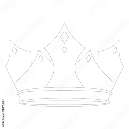 Royal Contour: The elegant outline of a crown, meticulously crafted, representing power and nobility, set against a backdrop of purity.