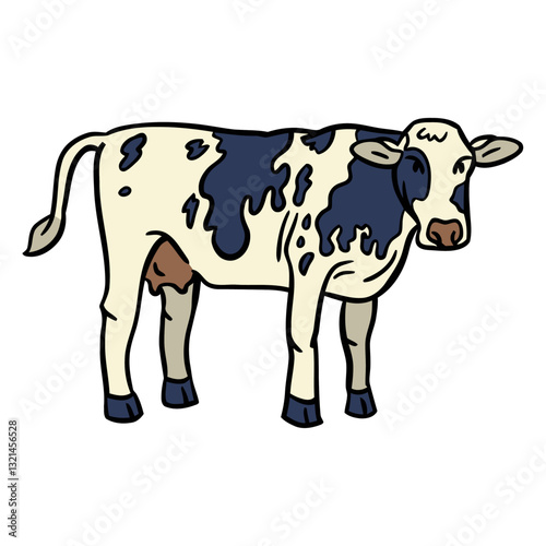 Dairy Cow Illustration: A charming illustration of a dairy cow, showcasing its distinctive black and white markings and gentle nature.