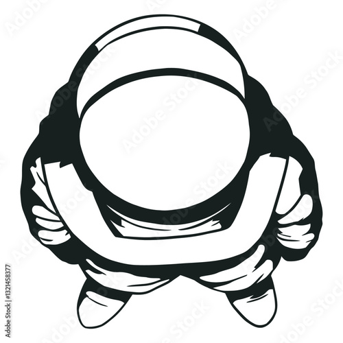 Astronaut from Above: Capturing the awe-inspiring image of an astronaut, floating weightlessly in the vast expanse of space, seen from an elevated perspective.