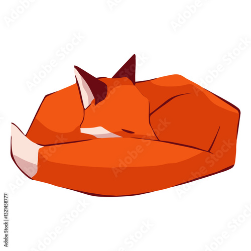 Sleeping Fox: The fox, a symbol of cunning and adaptability, is depicted here in a pose of deep repose. The vibrant colors of the fox's fur create a captivating contrast with the background.