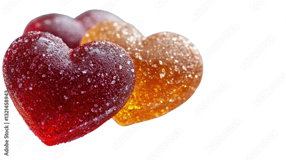 Obraz premium Heart-Shaped Candy: a close-up shot of heart-shaped candies, with sugary coating