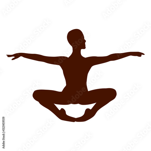 Ballet Dancer Silhouette: A stylized silhouette of a ballet dancer in a seated position, arms outstretched, conveys grace, balance, and the artistry of ballet.