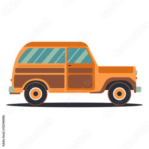 Vintage Station Wagon Illustration: A classic illustration of a vintage station wagon, evoking nostalgia and a sense of adventure.  The illustration features a side profile of the vehicle.