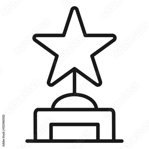 Iconic Star Award: A minimalist line drawing of a prestigious star award, perfect for conveying achievements and recognition in various fields, showcasing a symbol of excellence.