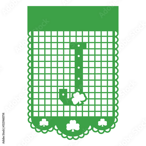 Papel Picado: A vibrant, digitally crafted Papel Picado design, featuring a playful 'J' embellished with shamrocks, ready to infuse celebrations with festive cheer.