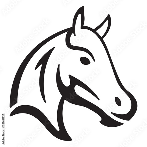 Equestrian Icon: A sophisticated illustration of a horse's head, rendered in a minimalist style. Clean lines and expert detailing enhance the animal's noble presence.