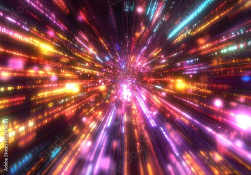 Dynamic  vibrant  colorful  abstract   space travel tunnel