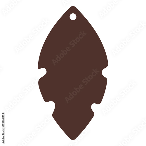 Abstract Brown Arrowhead Illustration: A minimalist, abstract brown arrowhead illustration. This image is perfect for adding a touch of history and design