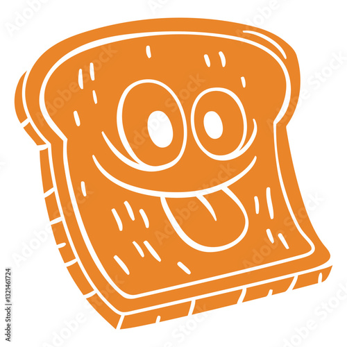Happy Toast Slice: A cheerful toast slice smiles, radiating joy, capturing the simple delight of breakfast and food.