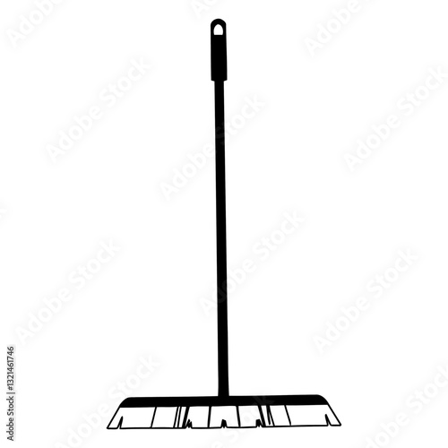 Sweeping Clean: a minimalist depiction of a broom. Highlighting its simple design and functionality for keeping spaces tidy and clean. 