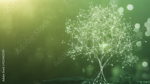 Abstract digital tree, interconnected nodes