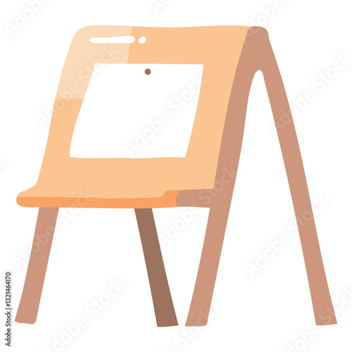 Drawing easel close-up: Clean, stylized representation of a drawing easel, isolated in a simple flat design.