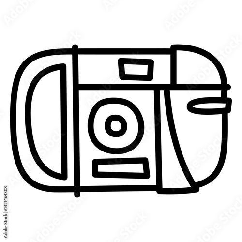 Classic Camera: A graphic black and white illustration of a classic camera, exuding timeless charm and functional design.