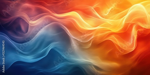 Wallpaper Mural Colorful abstract waves in shades of blue, orange, and yellow flowing together in a vibrant display Torontodigital.ca