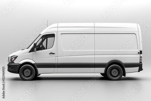 Blank White Delivery Van Profile View