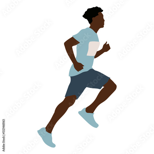 Energetic Runner in Motion: An athlete is captured mid-stride. This photorealistic illustration shows movement and vigor with dynamic silhouettes in motion