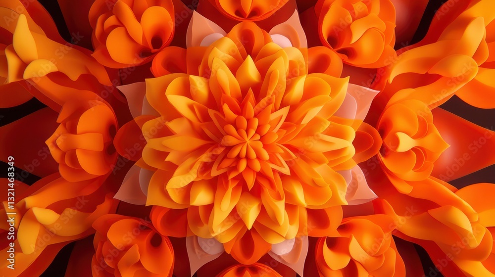 Abstract orange floral design