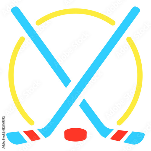 Ice Hockey Emblem: A dynamic ice hockey emblem featuring crossed hockey sticks and a puck, set against a stylized circle, captures the essence of the sport.