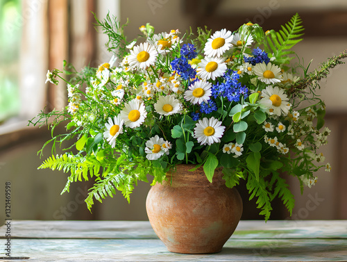 Traditional latvian midsummer Līgo bouquet in vase