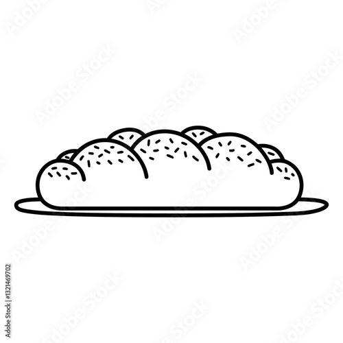 Artisanal Loaf Illustration: An elegant, line-art illustration showcases a freshly baked loaf, radiating an aroma of warmth, simplicity, and culinary delight. 