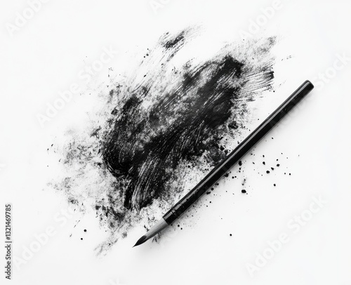 Black ink smudge on white background