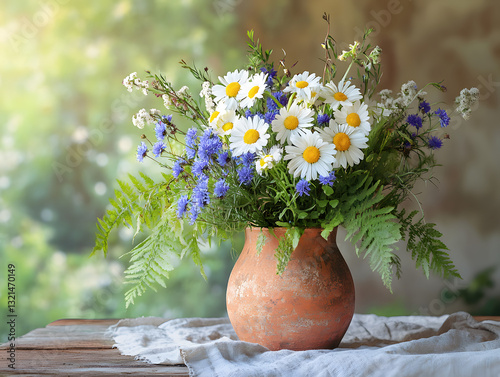 Traditional latvian midsummer Līgo bouquet in vase