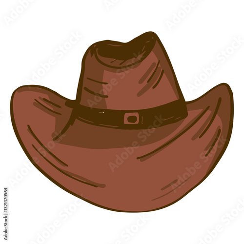 Cowboy Hat in Brown: A classic brown cowboy hat, evoking the spirit of the American West, with its distinct brim and band, set against a simple, timeless backdrop.