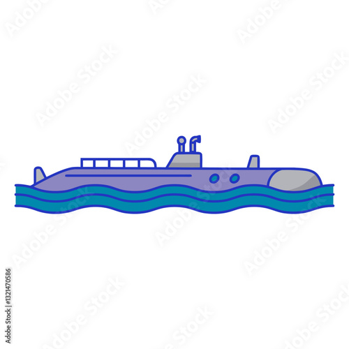 Submarine at Sea: A sleek submarine glides through the deep blue ocean, its streamlined form hinting at the power and mystery hidden beneath the waves.