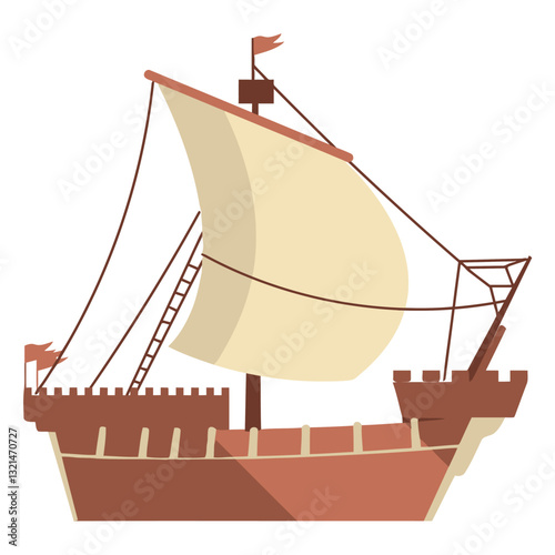 Voyaging Vessel: A meticulously designed illustration captures the essence of a classic sailing vessel, evoking a sense of adventure and the spirit of exploration.