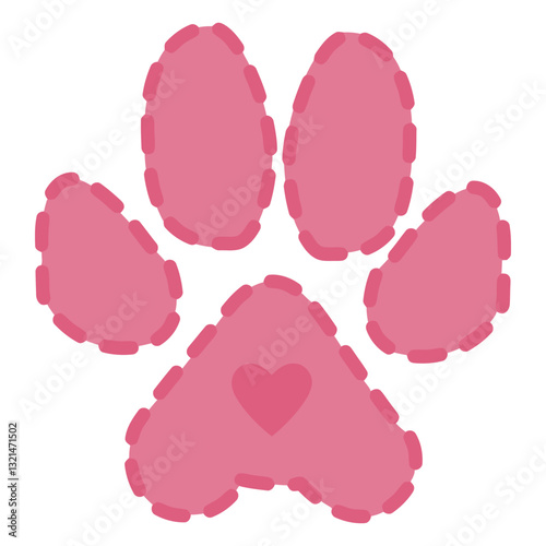 Paw Prints of Affection: A charming illustration presents a pink paw print, elegantly adorned with a heart symbol, symbolizing the bond of love and companionship with our beloved pets.