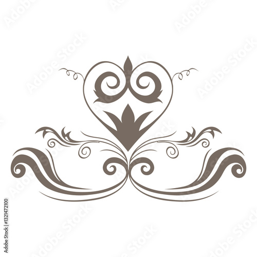Elegant Ornamental Design: A symmetrical and artistic floral ornament, with intricate curves and flourishes, embodies timeless elegance and classic beauty.