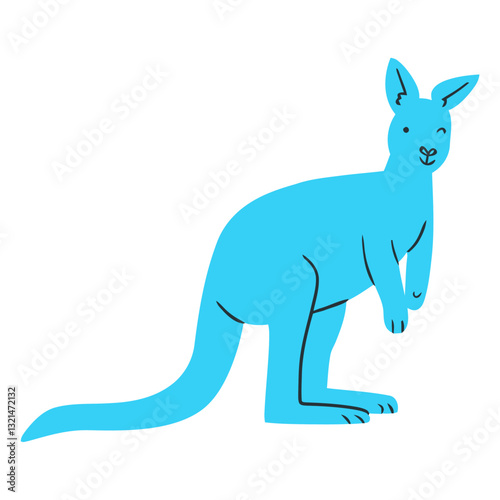 Kangaroos's Blue Silhouette: A vibrant illustration of a kangaroo, the iconic Australian marsupial, rendered in a captivating blue silhouette.
