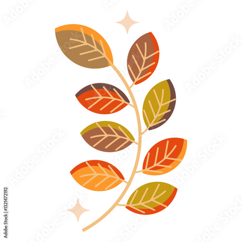 Autumnal Branch in the Warm Hues of Fall: a delicate branch, adorned with vibrant leaves, in warm tones, offering a visual symphony of fall's natural beauty.