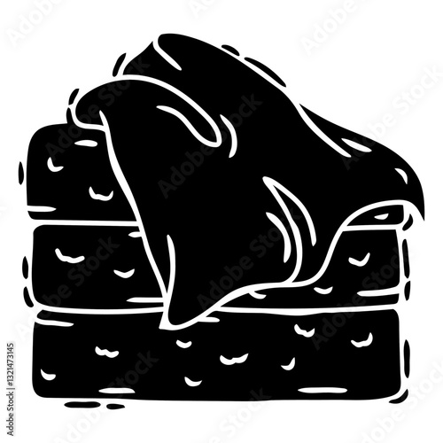 Soft Clean Towels: A neat stack of freshly laundered towels, promising comfort and cleanliness in a modern, minimalist silhouette. 