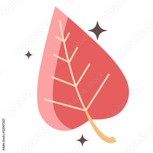 Autumnal Leaf's Charm: An elegant illustration of a single red leaf with delicately drawn veins, accompanied by subtle, sparkling accents to enhance its inherent beauty.