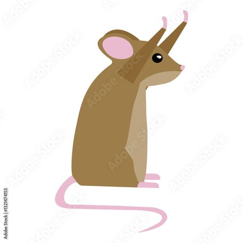 Playful Mouse: A charming illustration of a curious mouse with expressive eyes, captured in a simple yet delightful artistic style.
