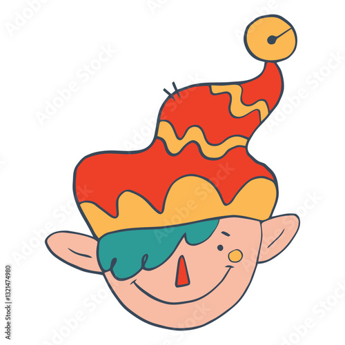 Smiling Christmas Elf: A cheerful Christmas elf with a whimsical hat and mischievous grin, perfect for adding festive charm to your holiday designs.