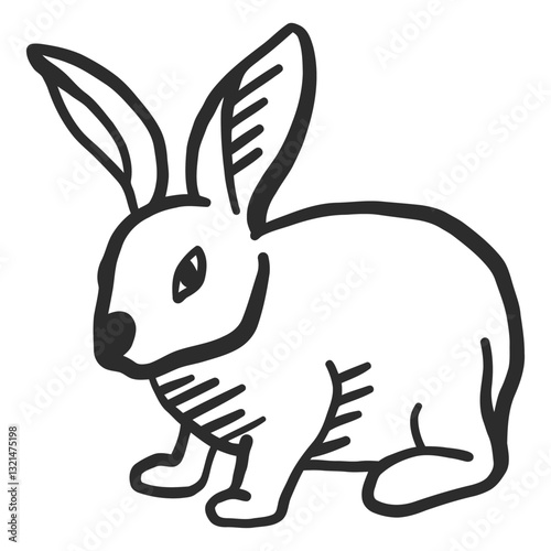 Rabbit Hand Drawn: A charming hand-drawn illustration of a cute rabbit, a symbol of spring, featuring soft lines and a delightful expression.