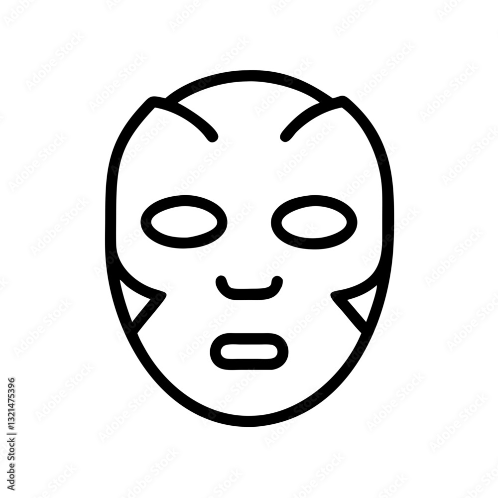 Face mask icon, skincare concept, minimal design, black outline Face mask icon, skincare concept, minimal design, black outline