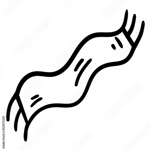 Scarf black line art illustration: simple and clear black line art illustration of a scarf, with its elegant curves and soft texture, evoking a sense of warmth and comfort.