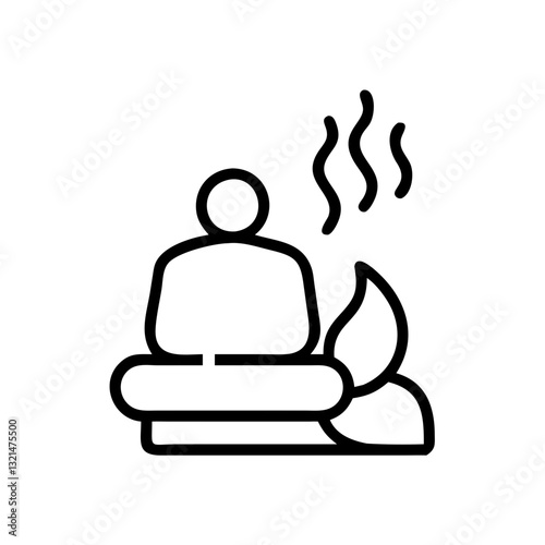 Sauna icon, wellness relaxation, minimalist design, black outline