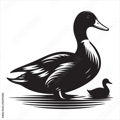 Silhouette of a Duck on a white background Vector icon