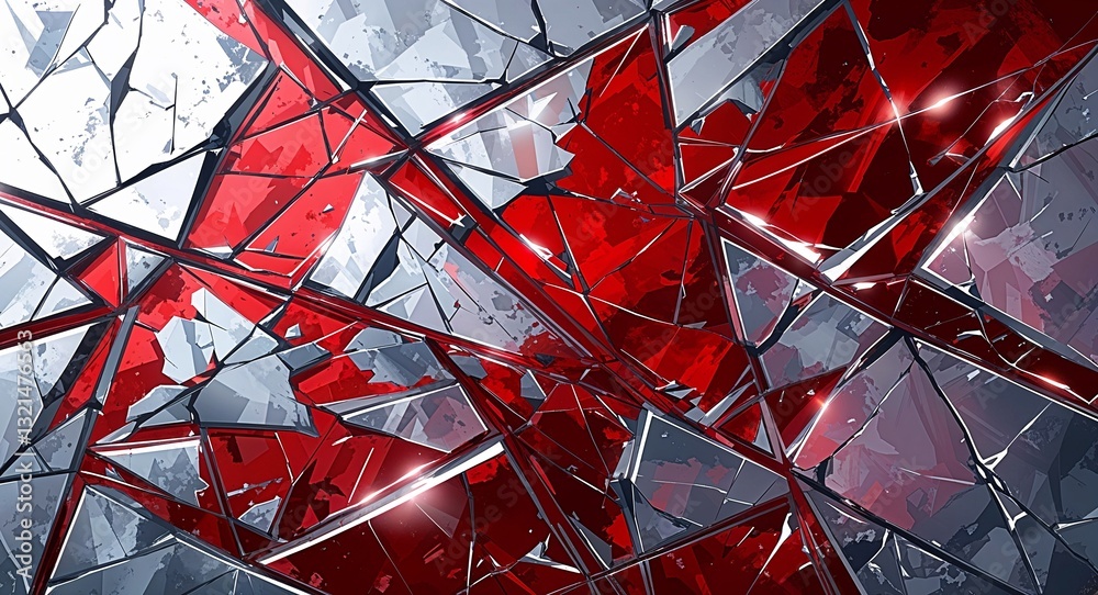 Abstract red silver broken glass cracks mirror shatter effects of anime background illustration Abstract red silver broken glass cracks mirror shatter effects of anime background illustration