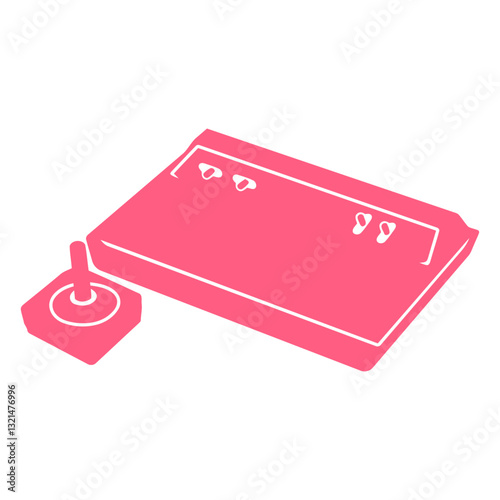 Retro Console Gaming: A pink graphic illustration captures a nostalgic retro console with its accompanying joystick, evoking memories of classic gaming experiences. 
