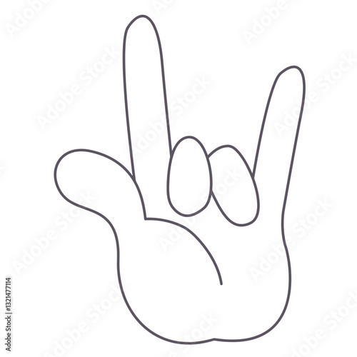 Gesture of Rock: A graphic illustration of a hand making the "rock on" gesture, a symbol of energy and rebellion.