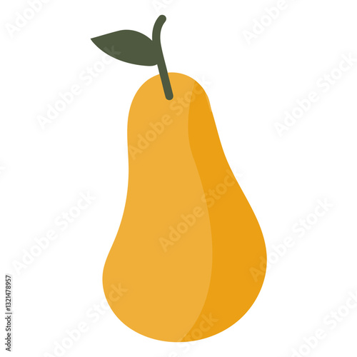 Fresh Pear: a vibrant, perfectly formed pear stands alone. Its smooth, golden skin and verdant stem showcase nature's simple, pure beauty. The image evokes freshness.