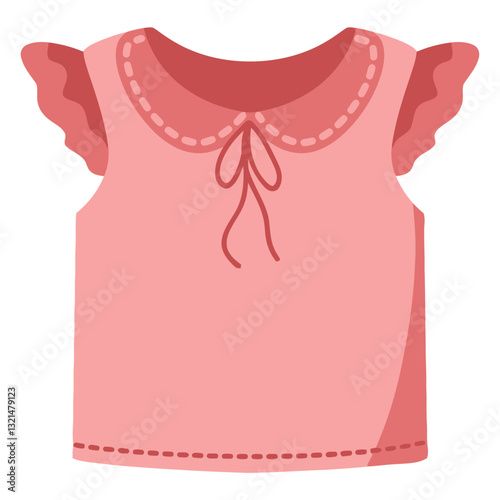 Lovely Pink Top: A cute, pastel pink top with decorative collar and sleeves, perfect for a child.
