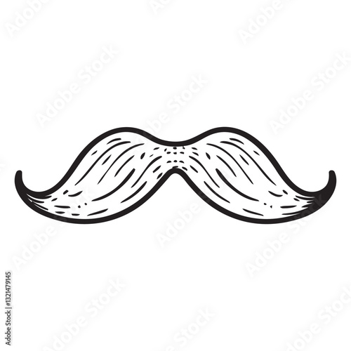 Dapper Mustache: An artistic representation of a distinguished mustache, perfect for conveying a sense of style and classic charm.